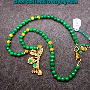 NATURAL STRAND GREEN EMERALD ROUND BEADS NECKLAC